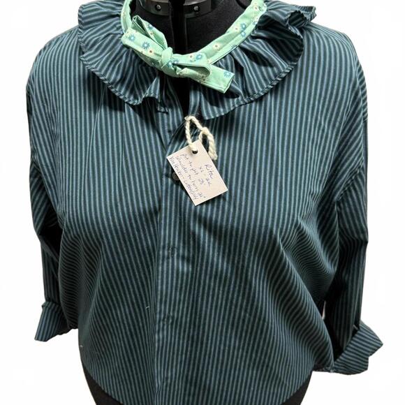 Upcycled Reworked Ruffle Collar Men’s Shirt - Picture 1 of 4